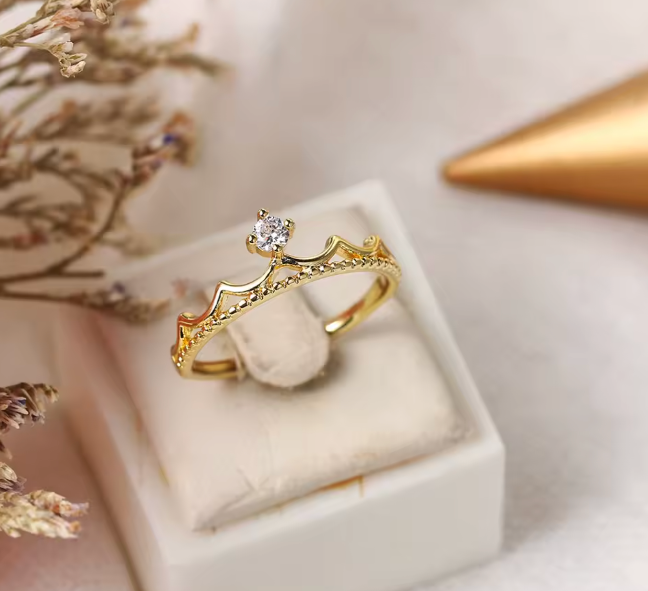 Princess Crown Rose Gold Ring