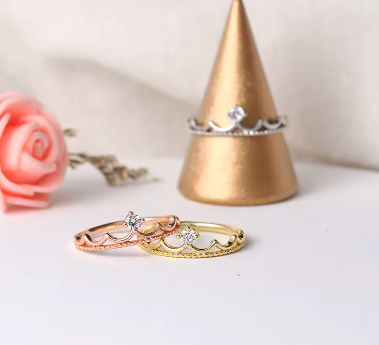 Princess Crown Rose Gold Ring