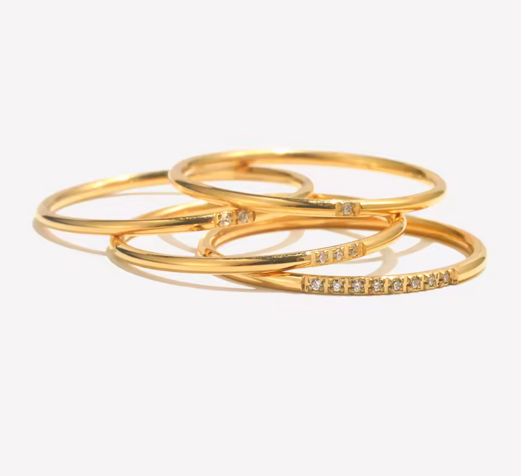 Minimalist 18K Gold-Plated Stainless Steel Zircon Ring