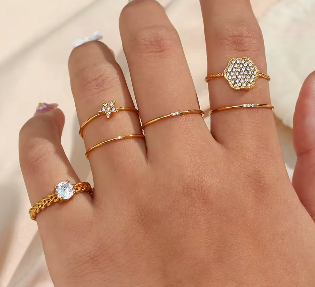 Minimalist 18K Gold-Plated Stainless Steel Zircon Ring
