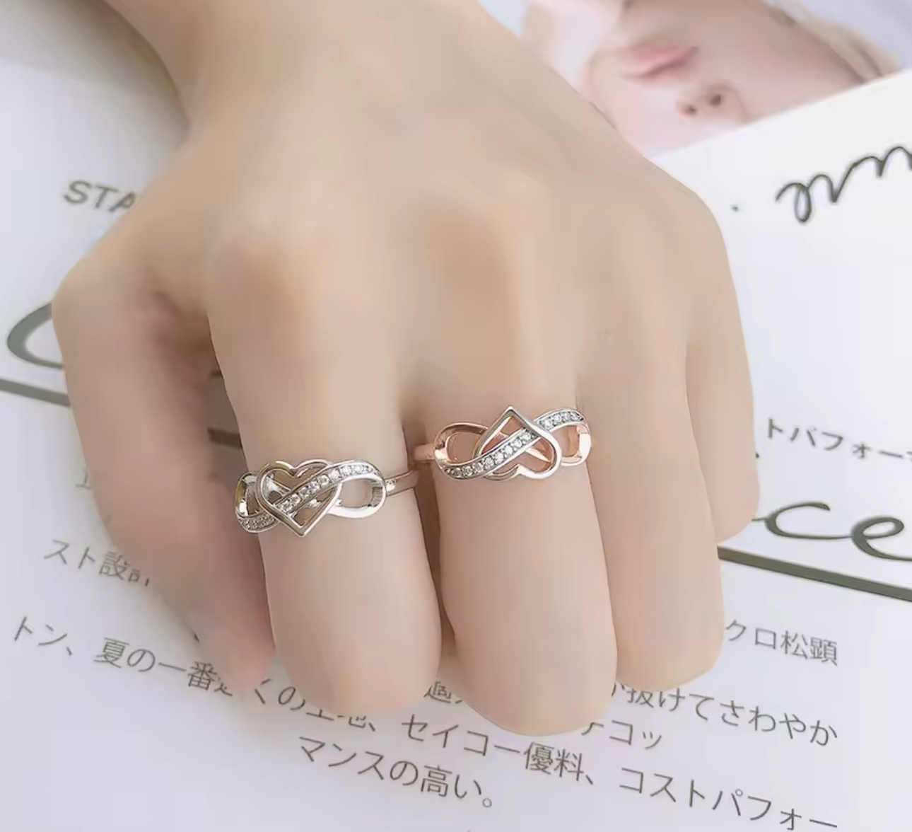 Romantic Infinity Heart Zircon Ring