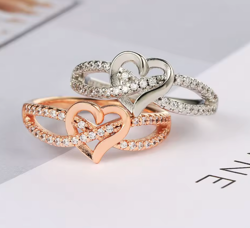 Romantic Infinity Heart Zircon Ring